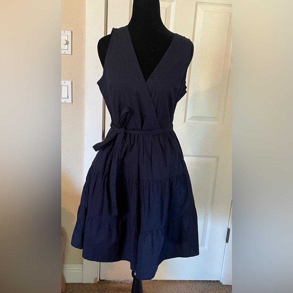 J. Crew Dark Blue Sleeveless Midi Dress